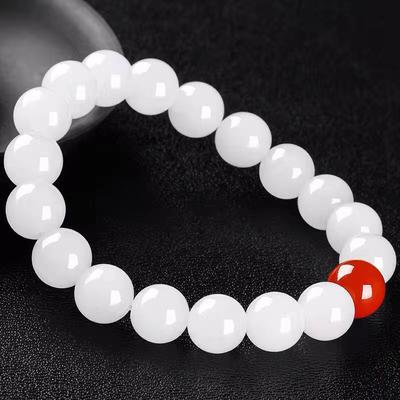 Hetian Jade Ovce Fat Jade náramek Žena Stará perla Jižní Červená Bílá Jade korálky Ruční šňůrka Drahé šperky