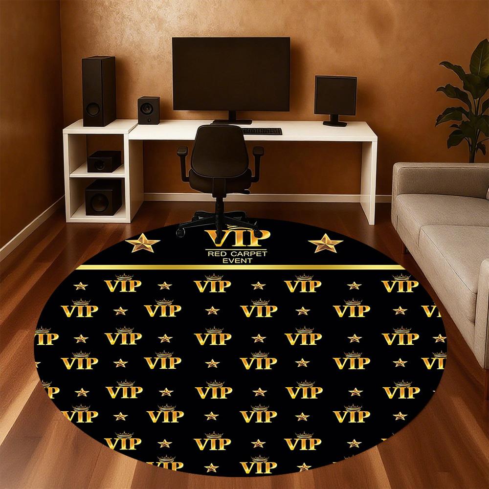1pc VIP Red Carpet Round Chair mat Area Rug - Non-Slip, Floor Mat for Office, Bedroom, and Indoor Decor -1002260