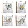 Wedding Chair Decoration Plastic Lifelike Rose Flower Chair Back Aisle Decoration 60cm Ribbon Purple