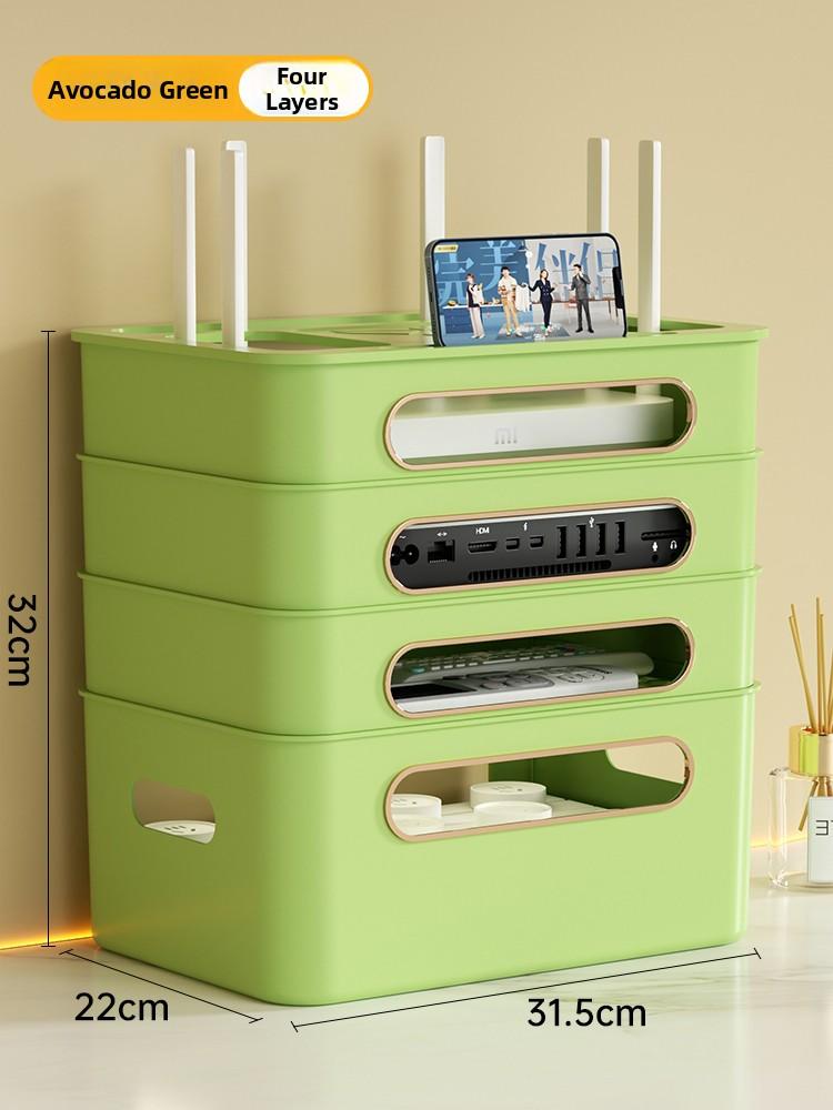 Wireless Router Storage Box TV Box Organizer Cable Management PVC Holder Living Room Solution TV Wall Mount Shelf