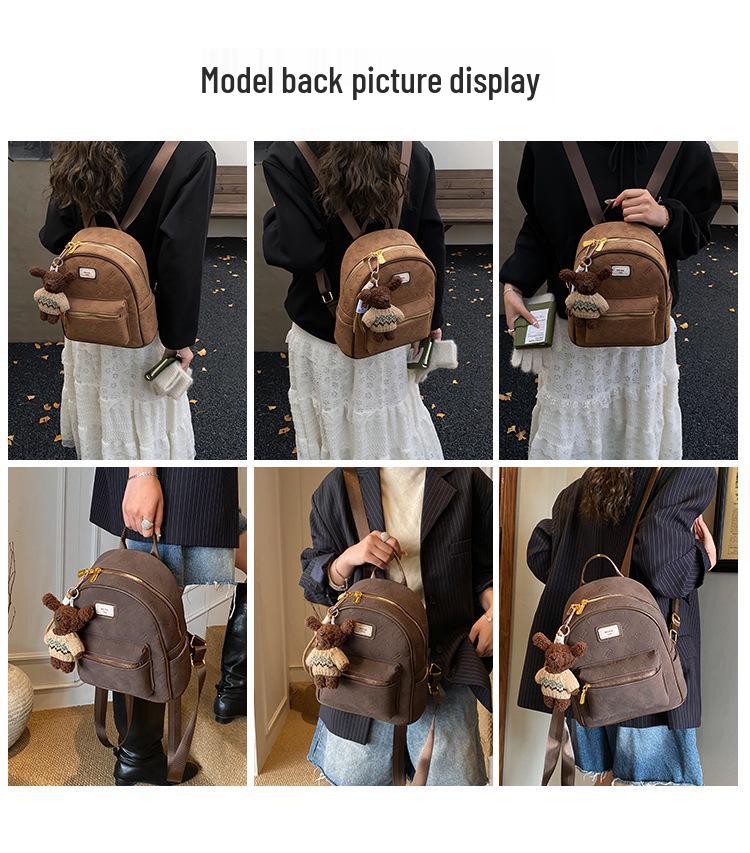 Korean Retro Cute Print Women's Handbag: New 2025 Autumn/Winter Large Capacity Student Commute Backpack