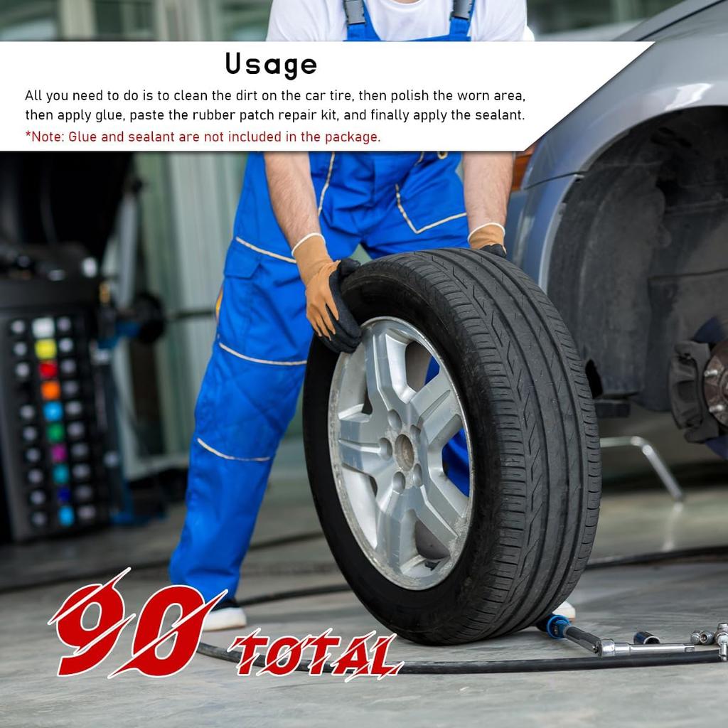 90PCS Tire Repair Patch, 32Mm 42Mm 58Mm Rubber Tyre Puncture For Fast Repair, Round Auto Tire Repair Tool For Car Truck Motorcycle Inner Tire,