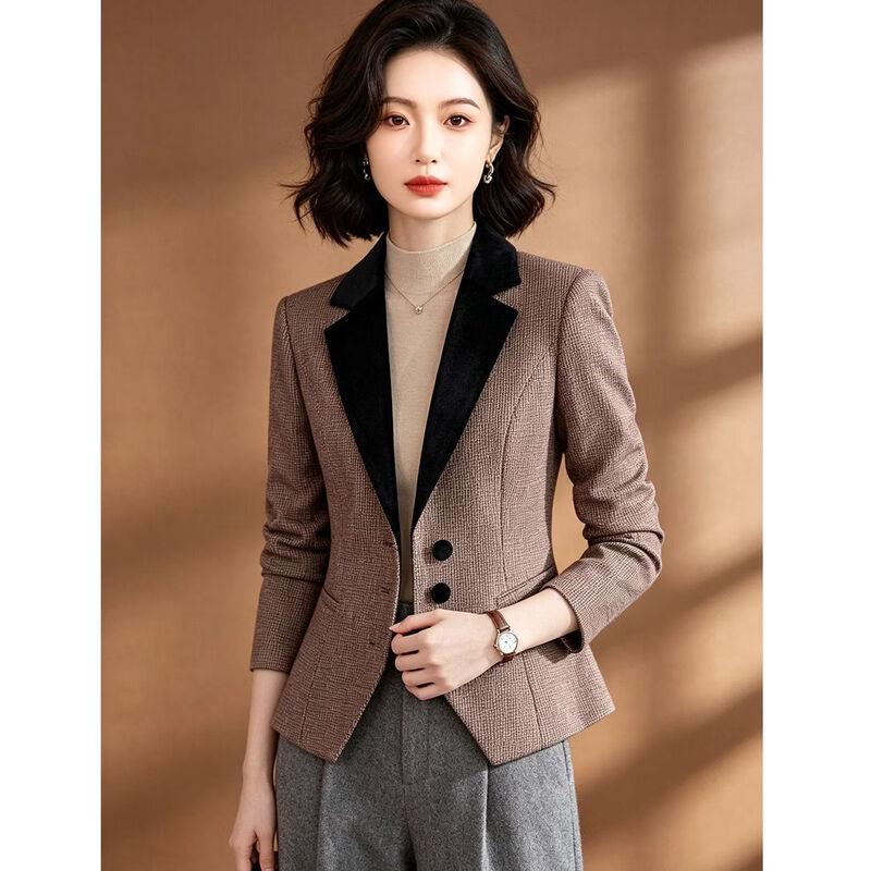 EST+II Women's Elegant Color-Block Lapel Blazer