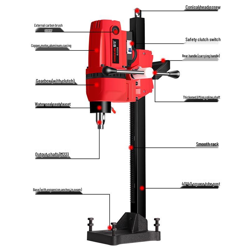 

Dingjian 2200 Lightweight Diamond Water Drilling and Grinding Machine for Engineering and Air Conditioning 2180B Separate Head without Lifting Body