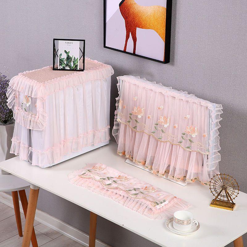Fabric Lace Design European Style Computer Desktop Dustproof Computer Cover Cloth Keyboard Computer Host Cover Cloth 3PCS ZG266