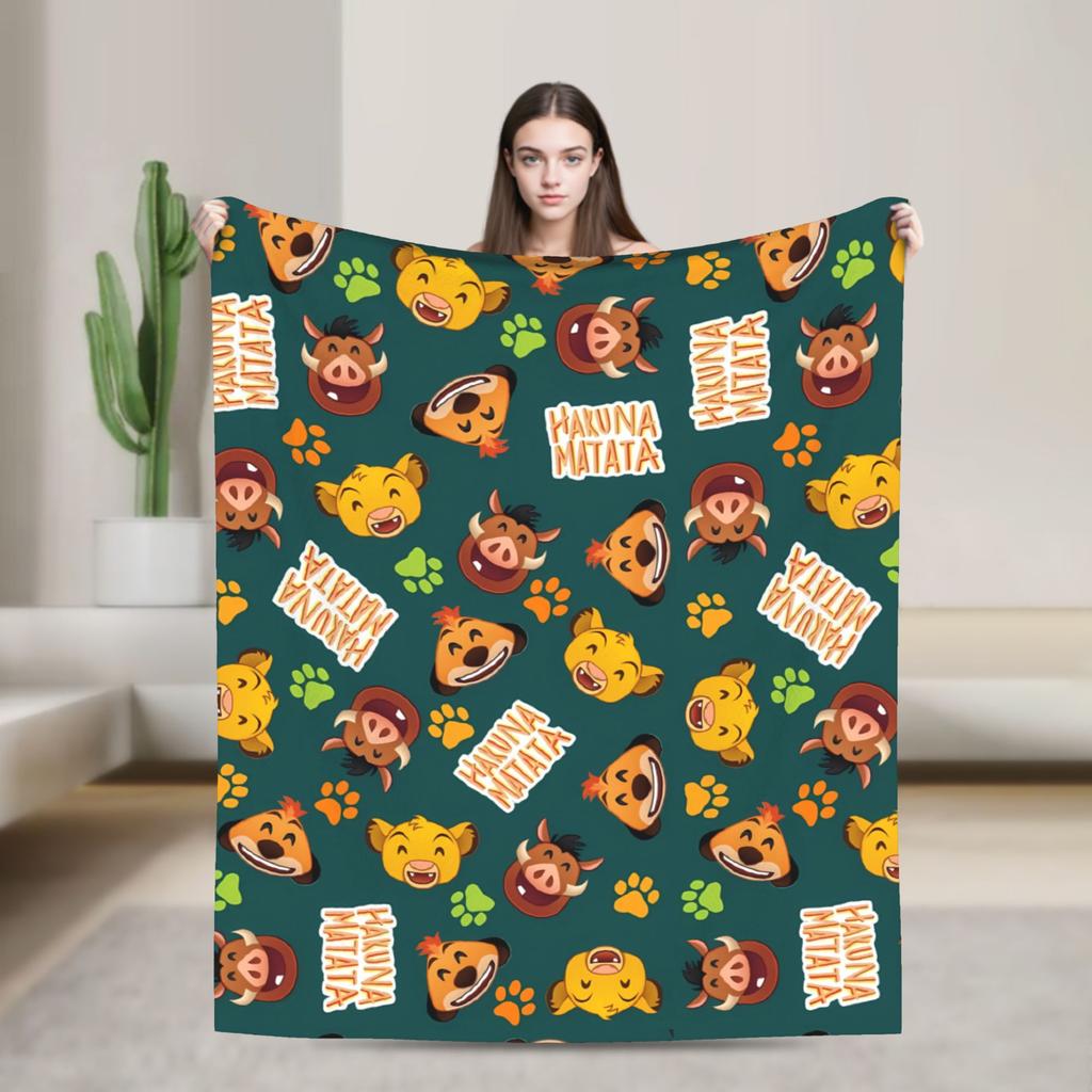 Warm BlanketGirls Boys Decorative Simba Lion King Throw Blanket  Flannel Bedspread Chair Sofa Bed Street Trend Sofa Bed Cover
