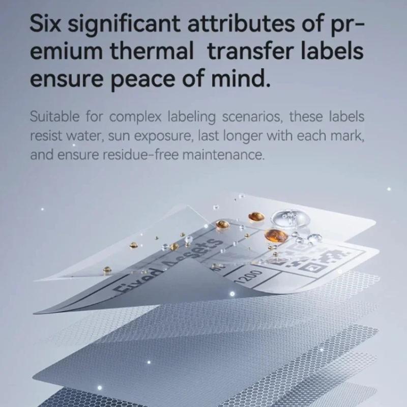 Papel de Etiqueta Branca Niimbot M2/M3/B32/Z401 Autoadesivo Impressão por Transferência Térmica Adesivo à Prova d'Água para Impressora Niimbot M2/M3