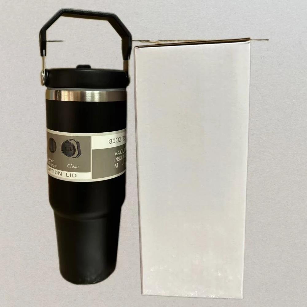 

New H2.0 Tumbler Multicolor with Handle & Straw Available 30oz |Travel Cup Holder|Insulated Stainless Steel Mug|BPA-Free|Cream 30oz чорний