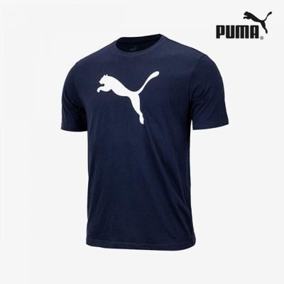 Galleria Puma Team Rise Logo CoTTon Round ShorT Sleeve T shirT Navy