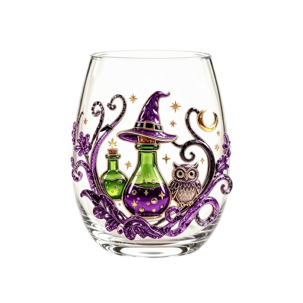 Halloween Printed Glass Tumbler with and Pumpkin Design, 15 oz