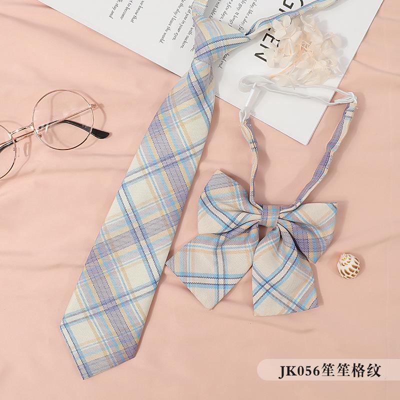 Jkdk Japanese Korean Version Of Striped College Style Red Cyan Gray Blue Shirt Men'S And Women'S Accessories Free Tie Tie Set