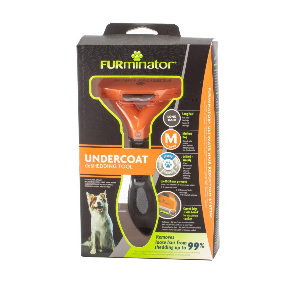 FURMINATOR Pet for and Dogs Fur Undercoat EU Grooming and Shedding Brush Brush, Medium, Long-Haired Medium-Sized Dogs, T691655, Medium, 3-12/1CT,