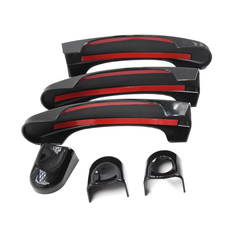 Koolstofvezel Of Glanzend Zwart Buitendeurhandvat Cover Set Voor VW Transporter T5 T6 Caddy 2003 - 2009