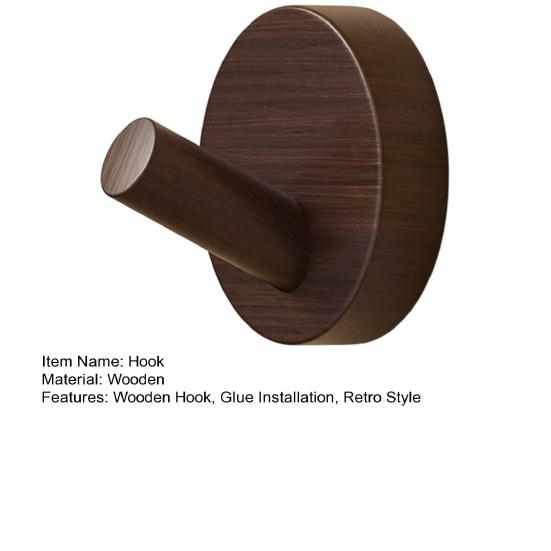 Adhesive Wall Hook No Drill Wooden Hook Wood Oil Waterproof Processing Hook for Bathroom Kitchen Coat Towels