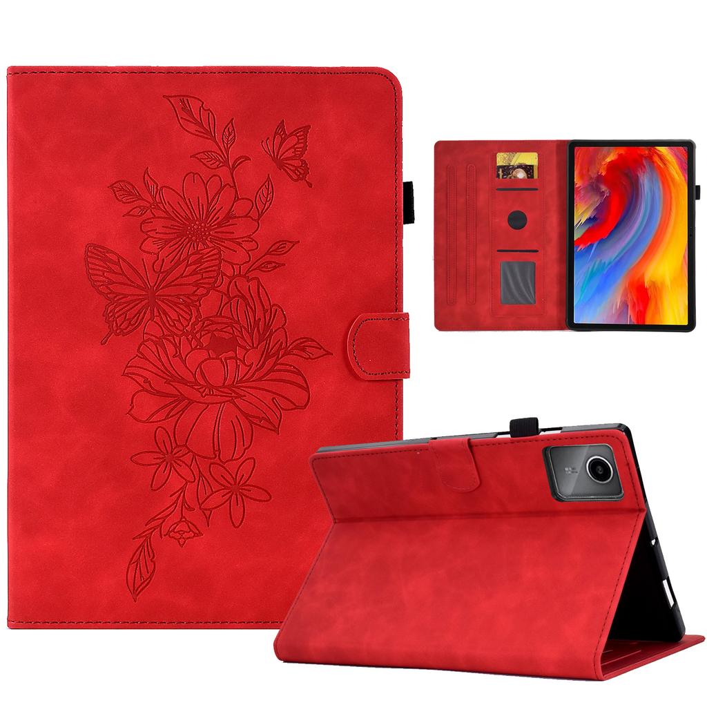 For Lenovo Xiaoxin Pad 12.1 (2025) Case Flower Butterfly Imprinted Card Slots Leather Cover