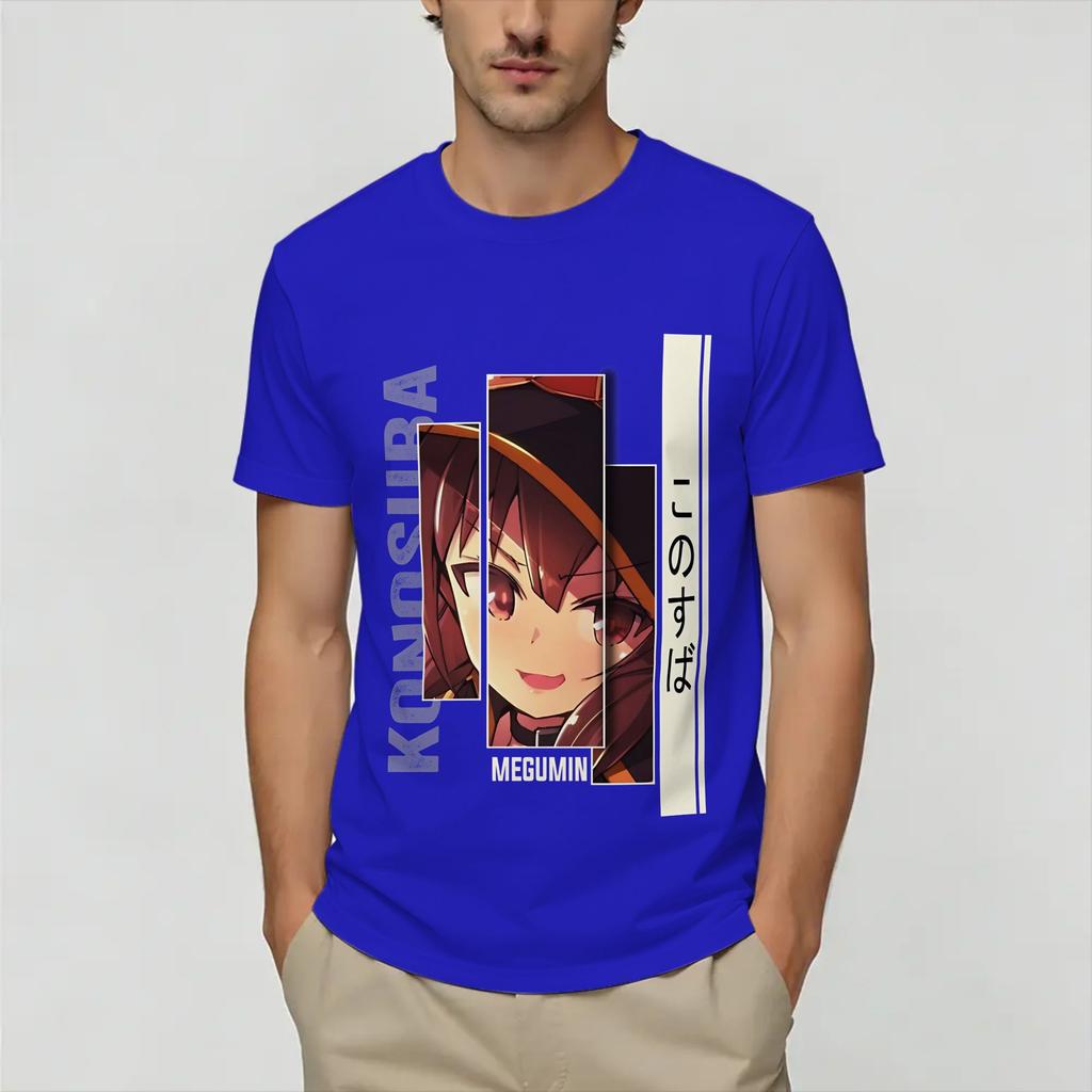 Megumin KonoSuba T Shirt for Unisex Pure Cotton Funny TShirts Crewneck Tees Short Sleeve Tops Gift Idea