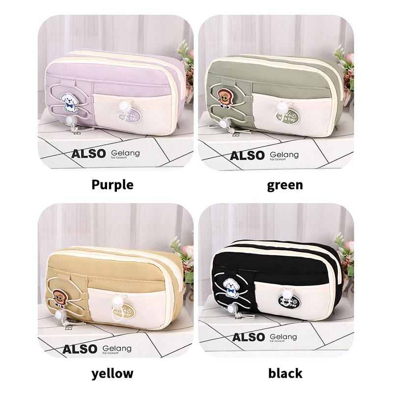Simple Large Capacity Student Pencil Case Multi-Layer Flip Style Cute Pencil Pouch Ins Canvas Gel Pen Organizer Kids
