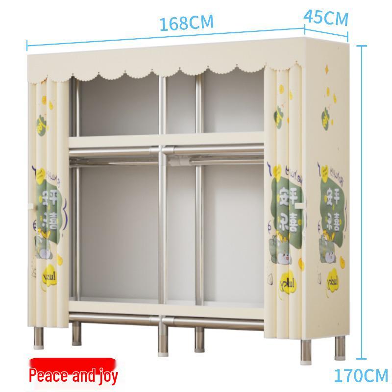 Durable Steel-Framed Wardrobe with Reinforced Fabric for Bedroom Storage, Assembly Required