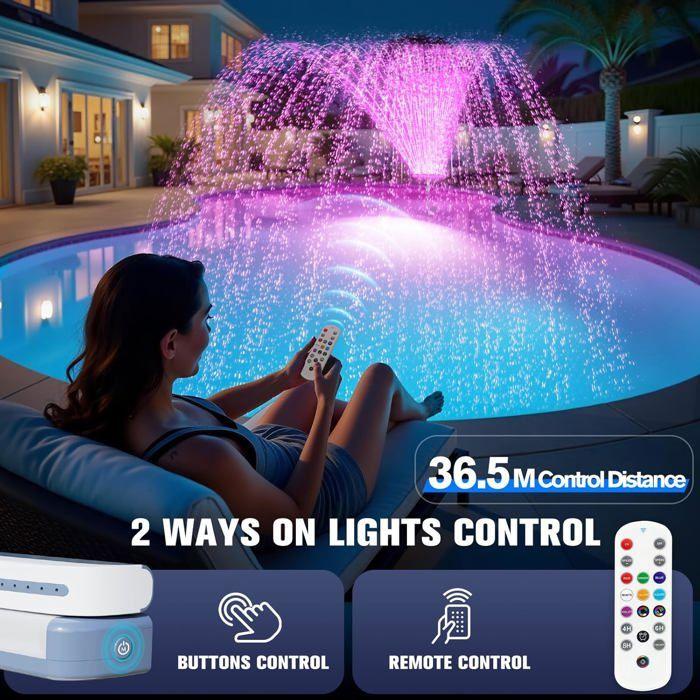 Fontaine Piscine LED Rechargeable KingSom avec Télécommande, Cascade Ajustable, 10000mAh - Accessoires Piscine Hors Sol