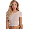 Sexy Sheer Short Sleeve Mesh Crop Top Pajamas