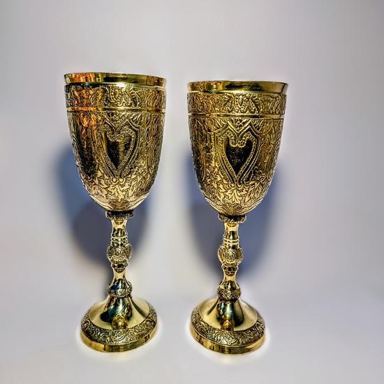 Personalized Brass Chalice: Engraved Gold-Plated Wine Goblet