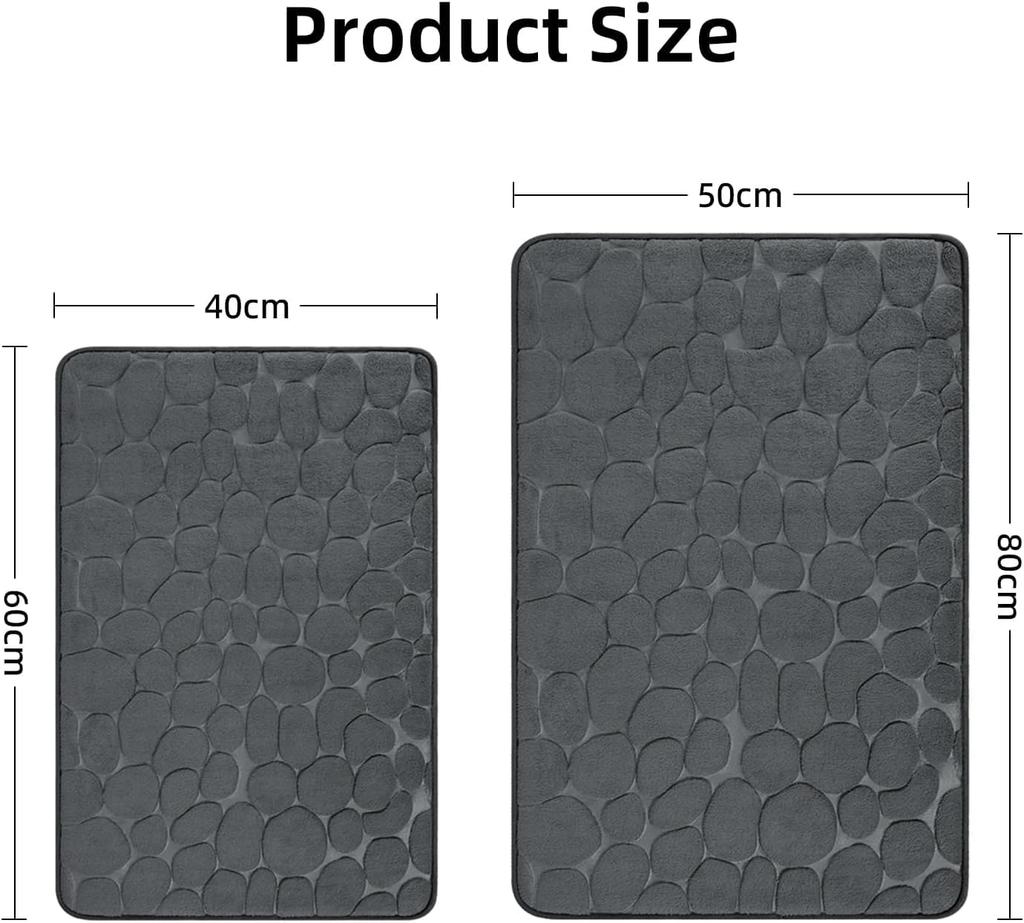 Bathroom Carpet Door Mat Cobblestone Embossed Simple Style Absorbent Foot Non-slip Mat For Bathroom Bedroom Living Room Mat
