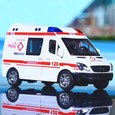 1Pc Boys Toys 1:32 Mini Car Diecast Ambulance Fire-Truck Policecar Model Sound And Light Vehicle Simulation Collection Gifts