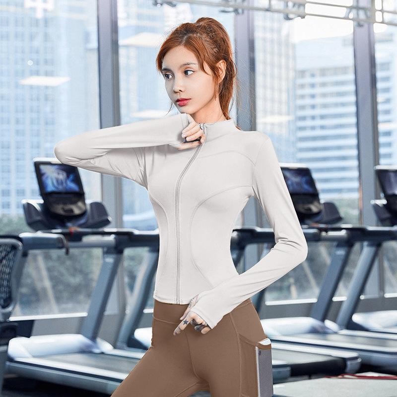Sunscreen clothing Spring Internet celebrity fitness jacket women's zipper slim-fit quick-drying long-sleeved tight sports yoga clothing top