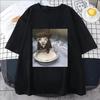 Men Women Milk Face Cat Meme Print T Shirt Humor Funny Cat Graphic T-Shirts Fashion Trend Quality Cotton Oversized Streetwear