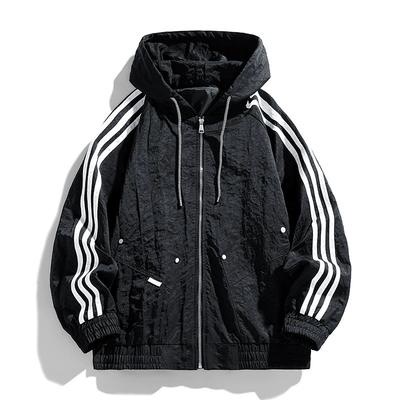 Chaqueta deportiva informal para exteriores para hombre, talla L-9XL, con capucha de tres barras y holgada.