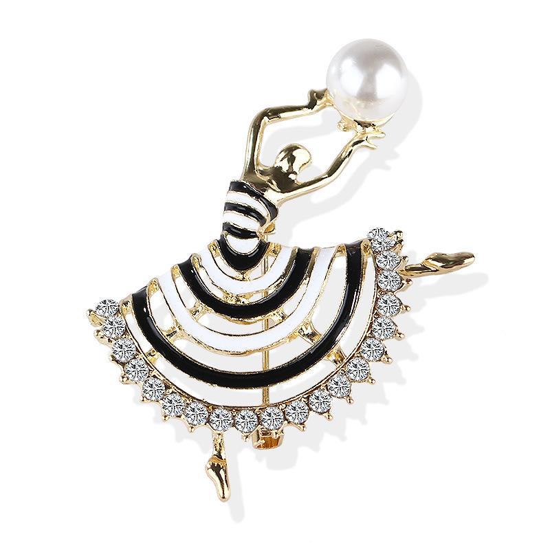 

Fashionable Match Pearl Ballerina Women Brooches Suit Scarf Buckle Cardigan Jumper Jewellery Accessories Long-Lasting Color Exquisite Brooch BFF Gift