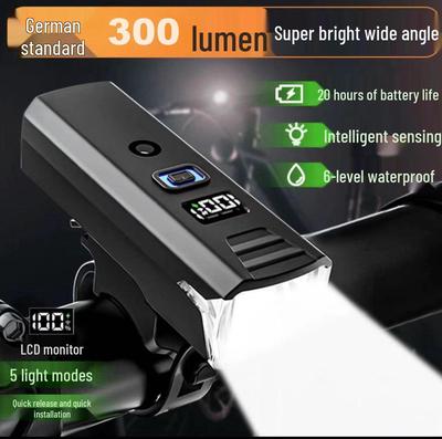 High-Brightness Induction Bike Headlight with TYPE-C Charging & Power Display for Night Riding