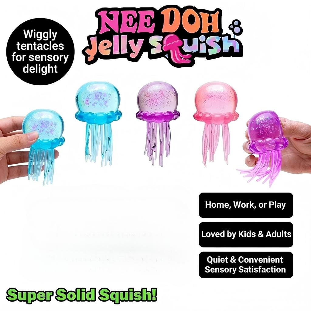 Jucărie Squish Trend Nee Doh Meduză și Cub, Jelly Moale de Strâns pentru Ameliorarea Stresului Jucărie Fidget, Nee Doh Senzorial pentru Copii și Adulți
