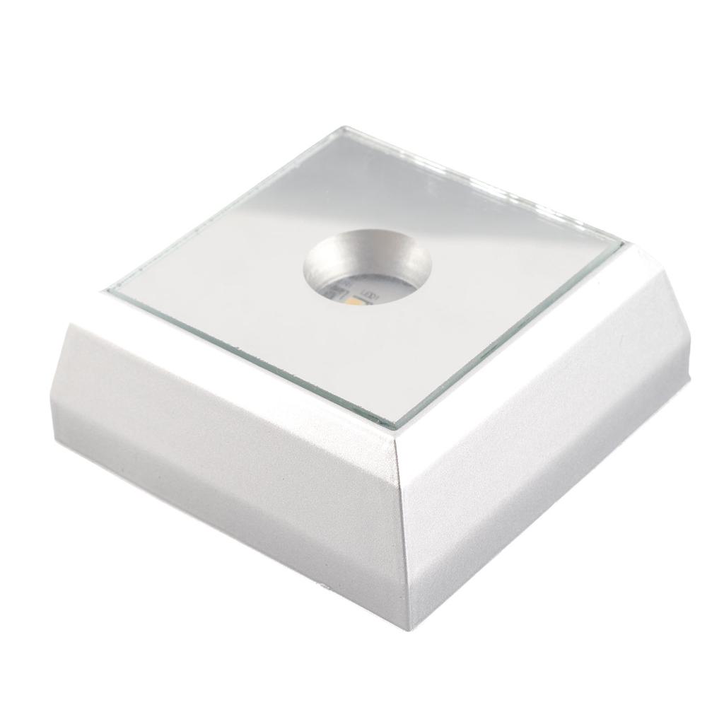 LED Lamp Base Stand Holder for Acrylic Statue Artware Display Silver
