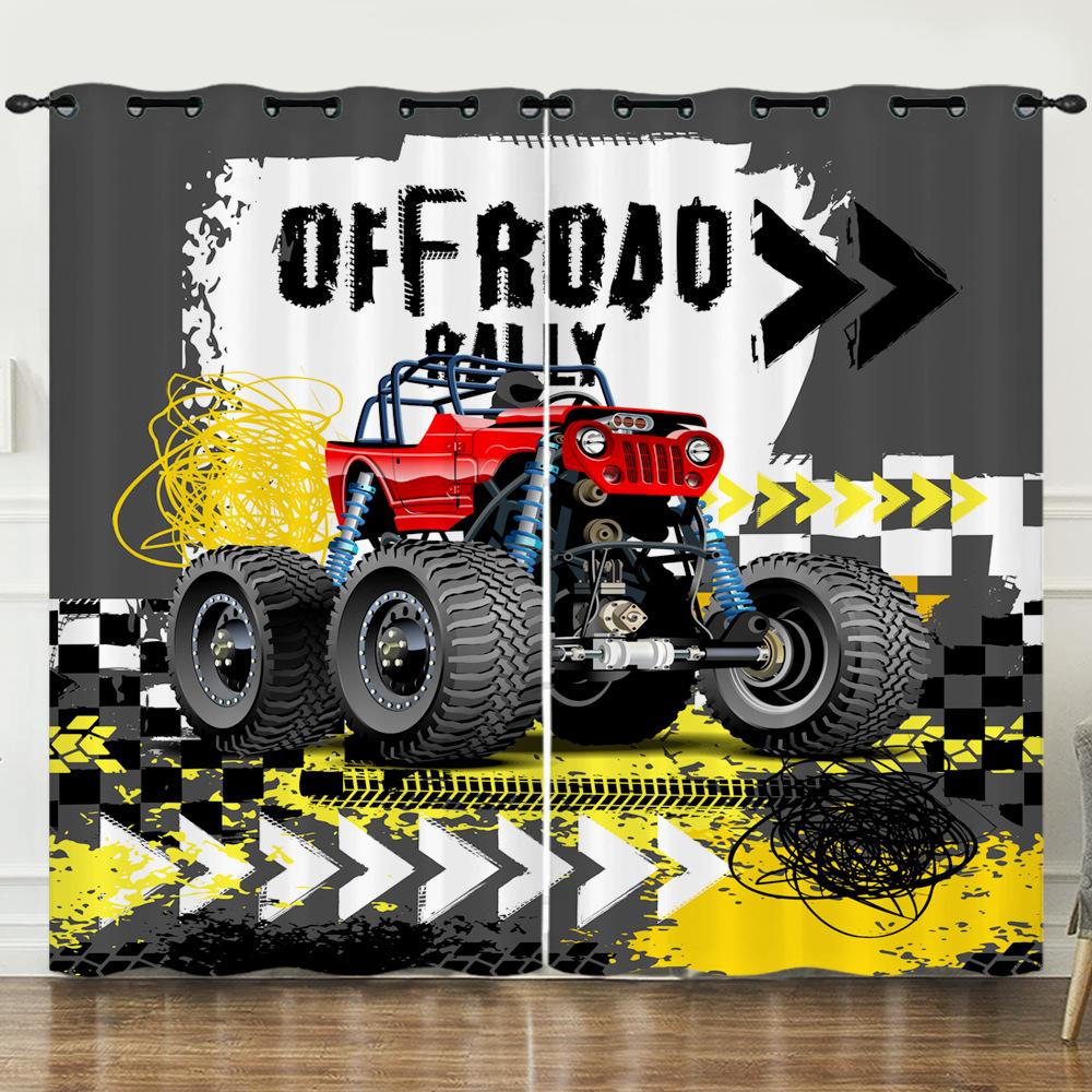 Curtain Car Off-Road Vehicle 3D Digital Printing Blackout Curtain Punching