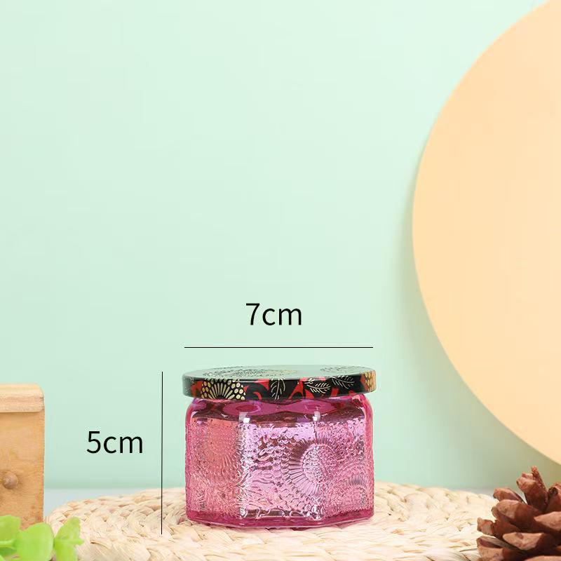 Embossed Glass Jar: DIY Flameless Scented Candle Cup with Colored Pattern