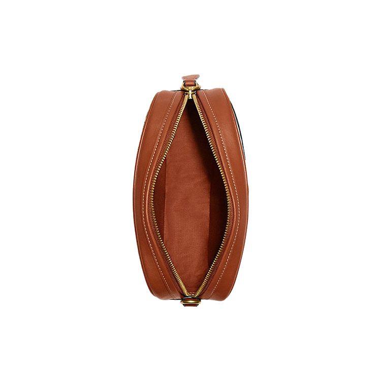Coach Camera 23 Zip Closure External Pocket Classic Monogram Fabric With Leather Camera Bag Women Shoulder Bag Brown CC401-B4TA7