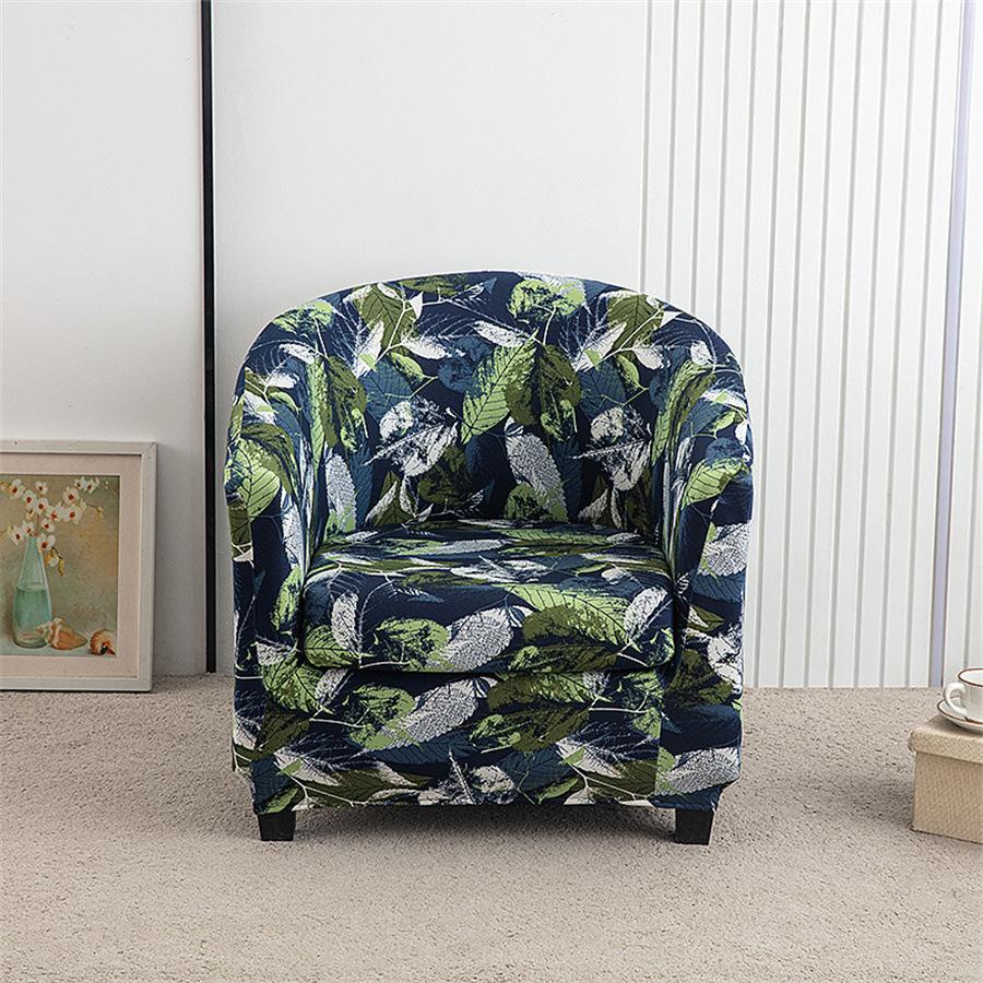 European Printed Semi-circular Single Sofa Cover Thickened Segmented Internet Cafe Slipcover Hotel Coffee Shop Elastic Anti Slip Home Protective Cover