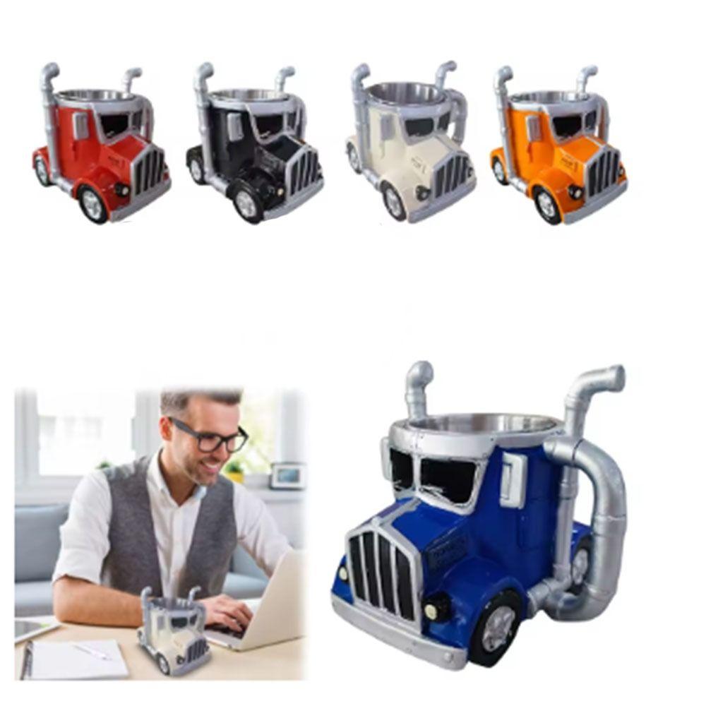 Ručně vyráběný hrnek na kávu pro návěs z nerezové oceli Ručně vyráběný hrnek na kávu s motivem kamionu Pánský dárek