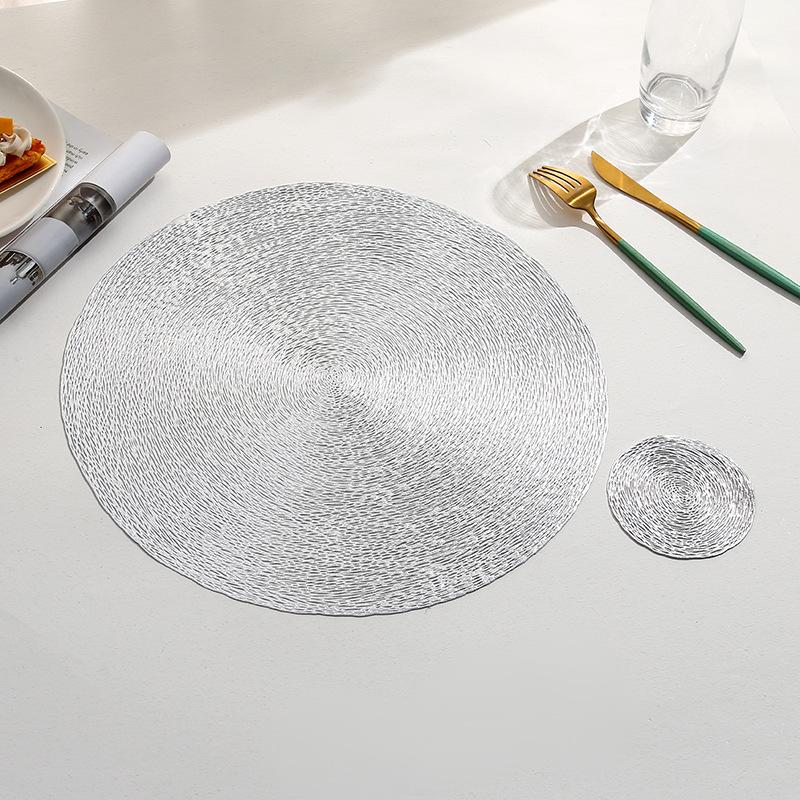 Simple solid color European PVC placemat coaster set Hotel insulation mat Creative round non-slip dining table mat decoration