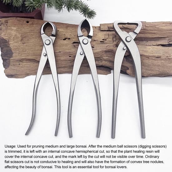 Bonsai Pruning Shears Stainless Steel Trunk Splitter Root Cutter Spherical End Shears Ergonomic Garden Pruner for Trimming Bonsai Tree