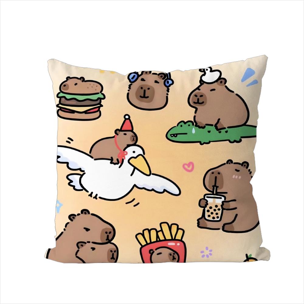 

Cute Capybara Pillow Case For Car Sofa Decorative Home Doublesided Print Plush Square Throw Pillow Cushion Cover 30x30cm