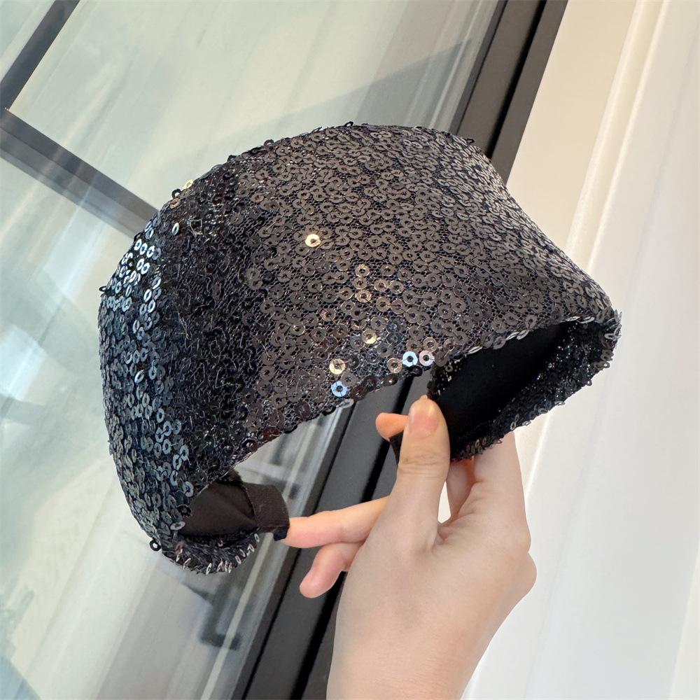 1Pcs Sequined Wide-Brimmed Headband Holiday Party Bronzing Sequined Hair Band Makeup Diademas Haar Accessoires Women