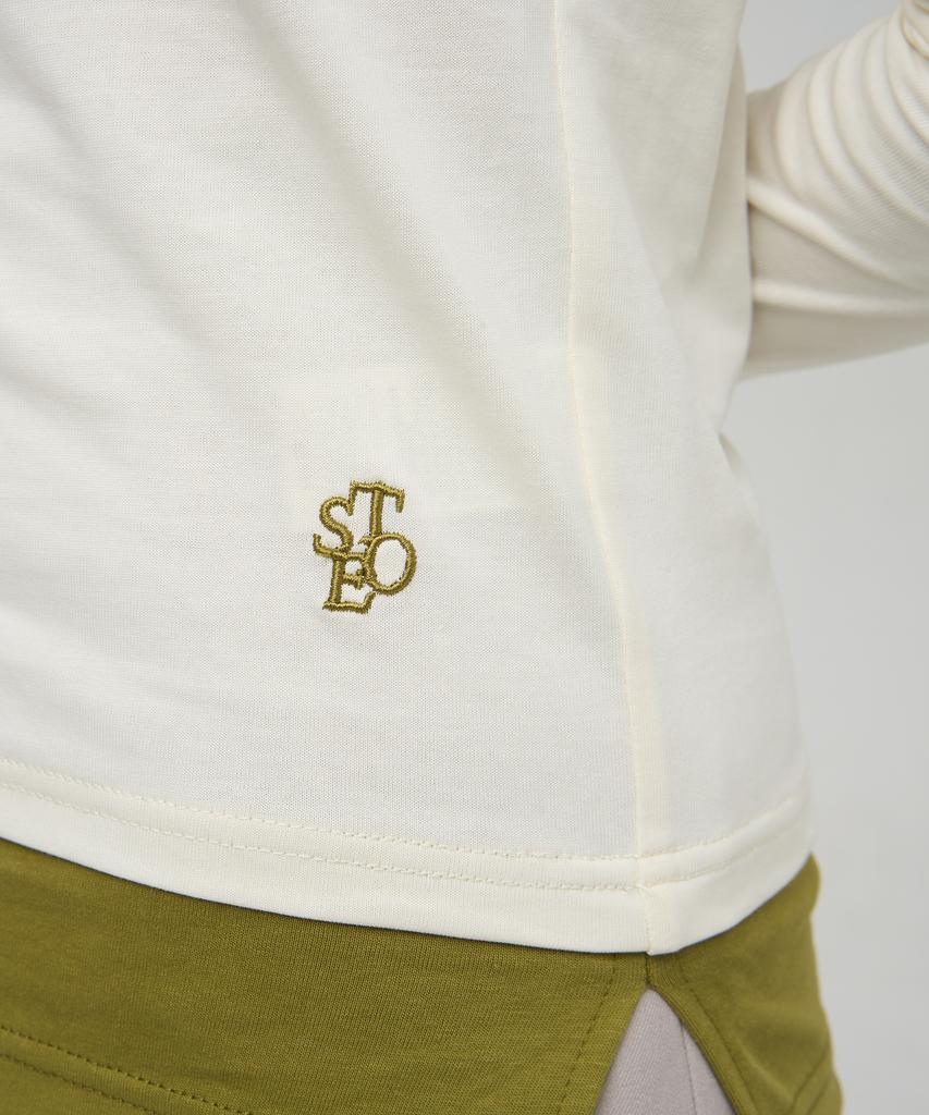SELITIO Color Block Layered Long Sleeve T-Shirt Beige