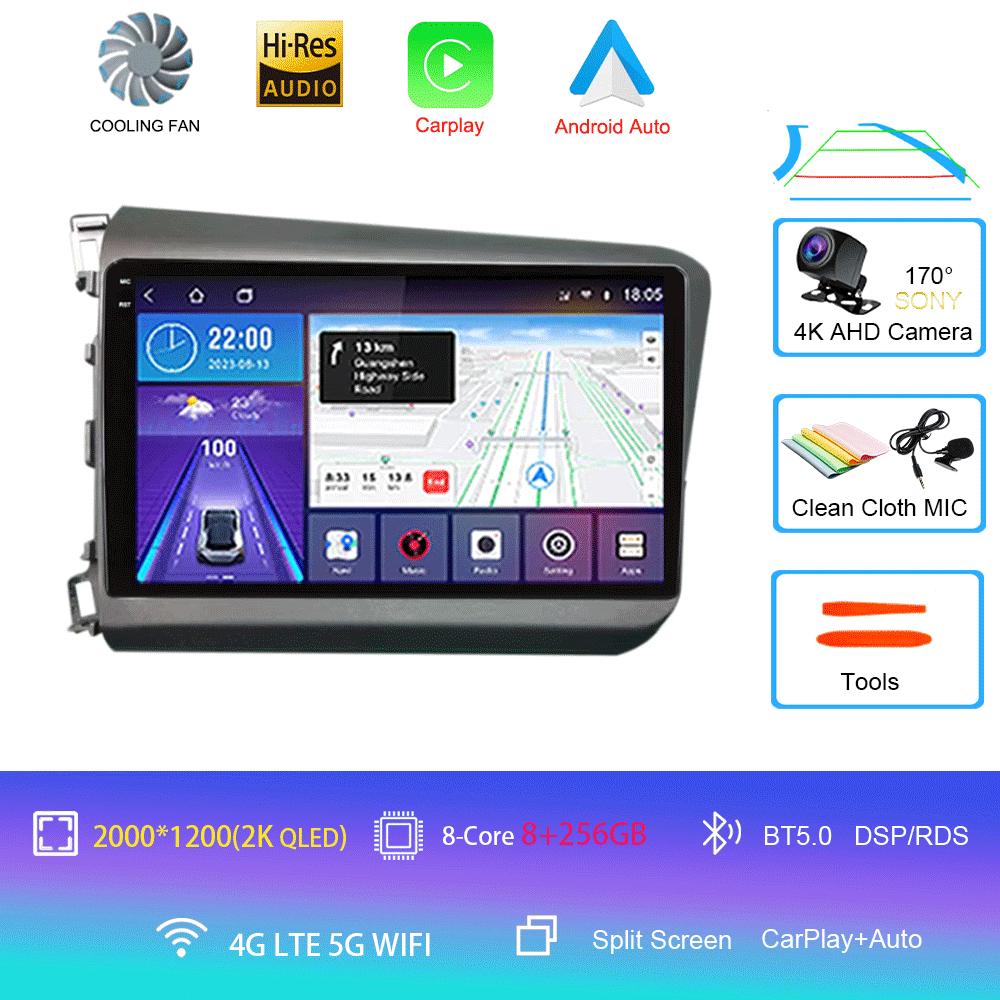 Android 14 For Honda Civic 2012 2013 2014 2015 Car Radio Multimedia Video Player Navigation Stereo GPS Carplay Android Auto WIFI