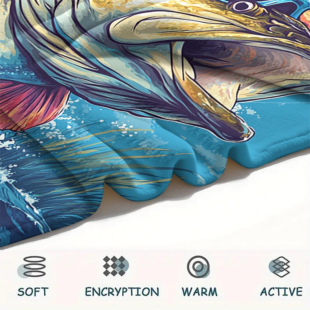 Fish Print Flannel Blanket, High Quality Comfortable for All Seasons, Home Decor, Warmth and Comfort, Perfect for Christmas Gifts