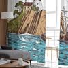 Ancient Lighthouse Sailing Ship Line Bedroom Transparent Sheer Curtains Holiday Decoration Window Voile Tulle Curtain