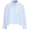Shop   Women Collar Neck Sheer Stripe Loose Fit Short Shirt Ntt Wbl 20299 Black