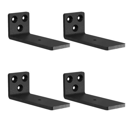 

MLOQI Shelf Brackets, 5mm Thick, Heavy-Duty Shelf Brackets with Screws, Maximum Load Capacity 50kg, Hidden Shelf Brackets, L-Shaped Brackets, Black (4
