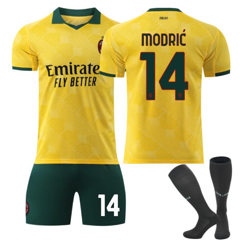 Stagione 2025-26 AC Milan Divisa da Calcio a Due Ospiti Set Bambino 10 Leo 14 Modric Ibrahimovic Maglia